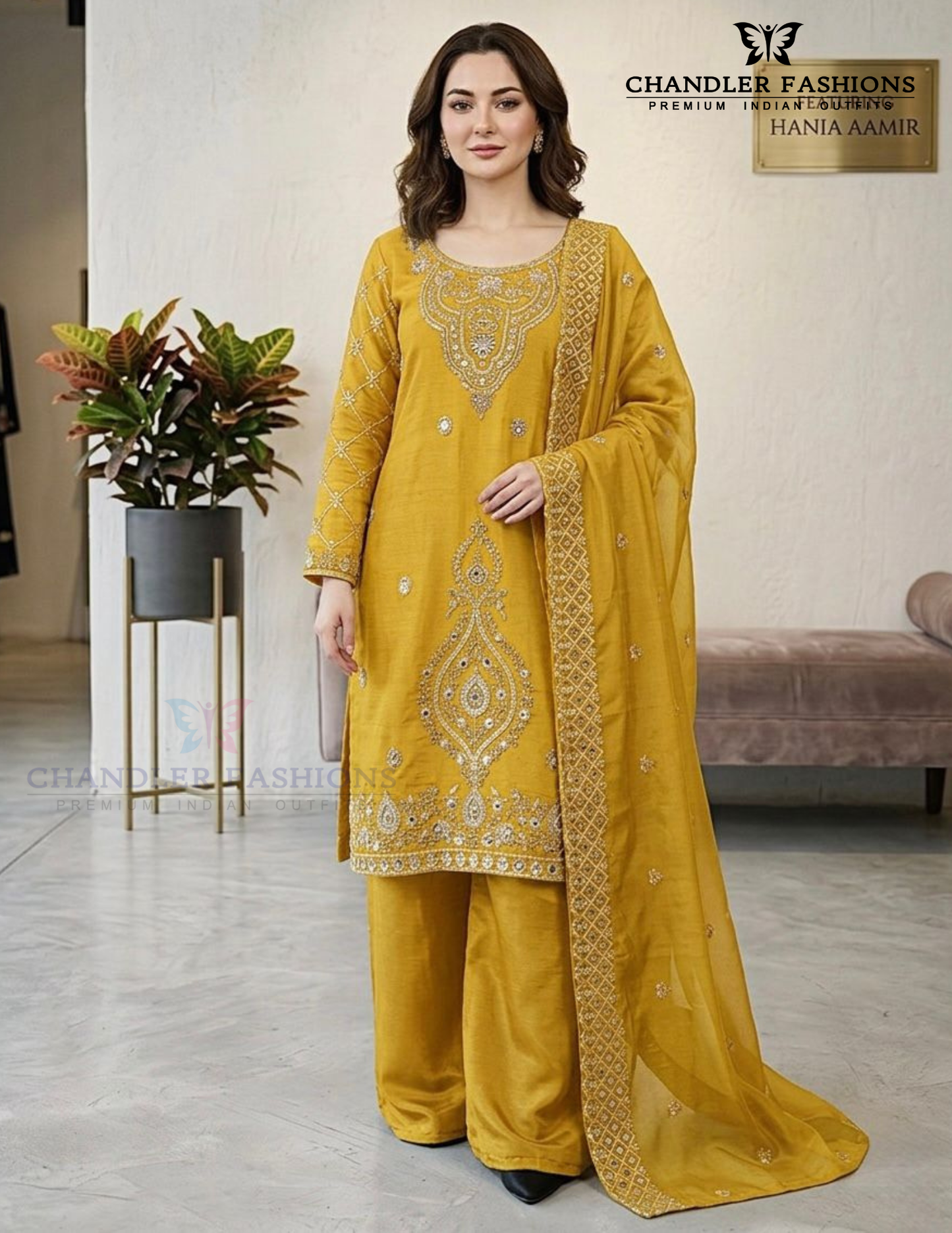 Gorgeouse Yellow Silk With Embroidery And Beads Work For Women