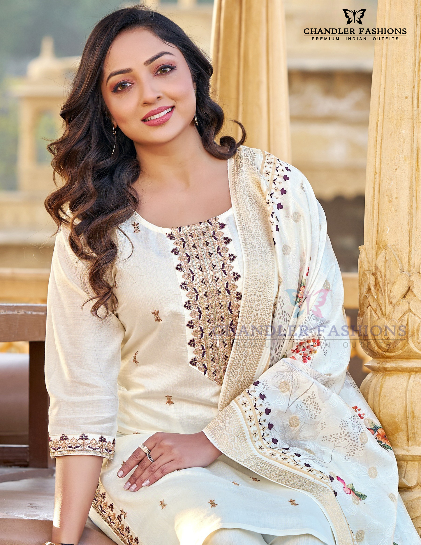 Off White Color Embroidery And Sequins Work Salwar Suits Near Me