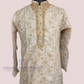 Alluring Cream Color Brocade Embroidery Work Kurta Pajama Set For Men