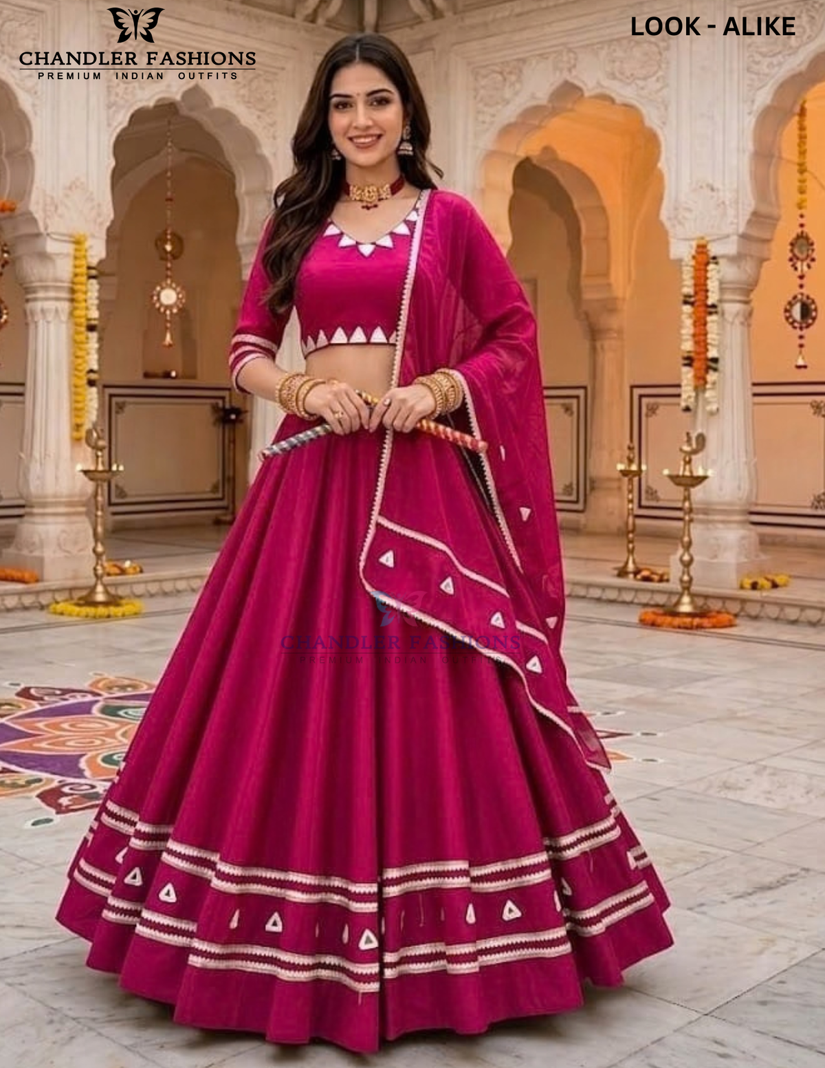 Alluring Pink Color Roman Silk With Gota And Lace Work Chaniya Choli For Women
