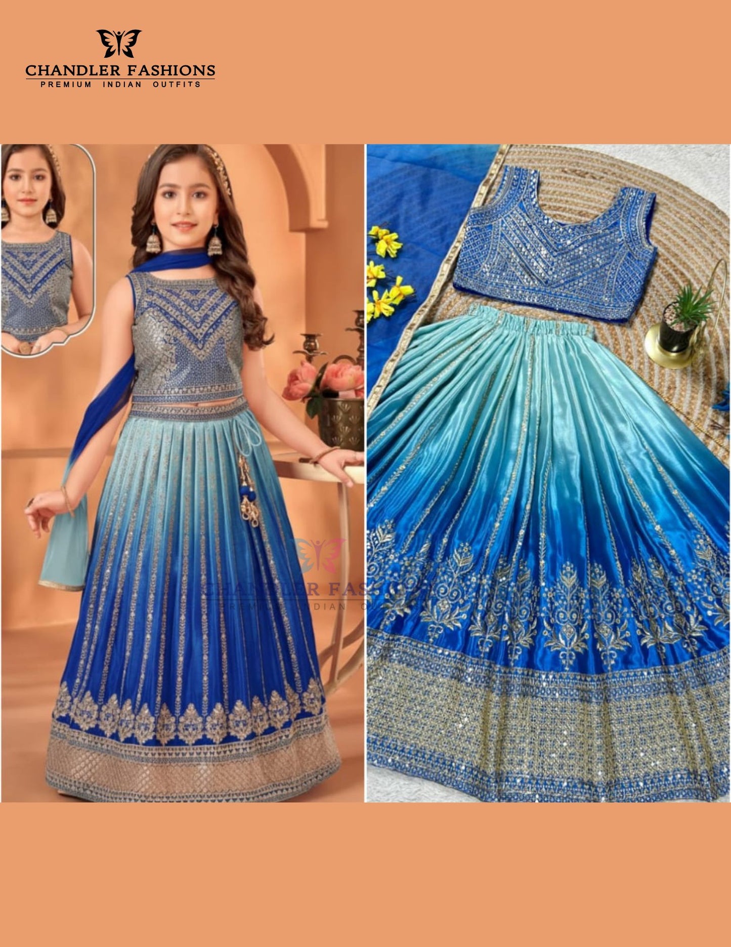 Attractive Blue Color Embroidery And Sequins Work Choli Set With Dupatta Near Me