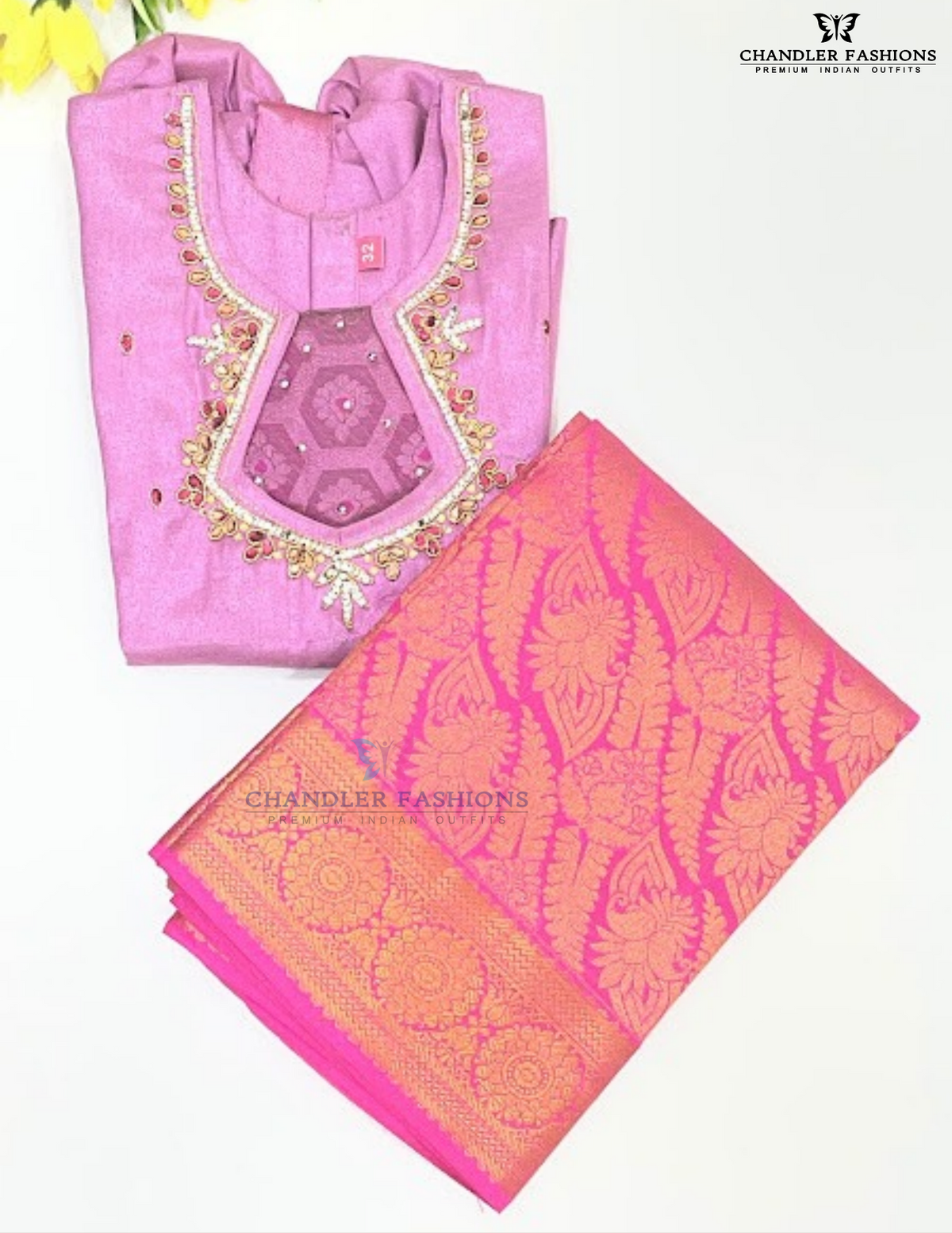 Beautiful Pink And Lavender Color Art Silk Langa Set With Stone And Zari Work Near Me