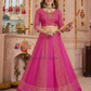 Amazing Pink Color Rayon With Print And Gotta Patti Work Chaniya Choli For Women
