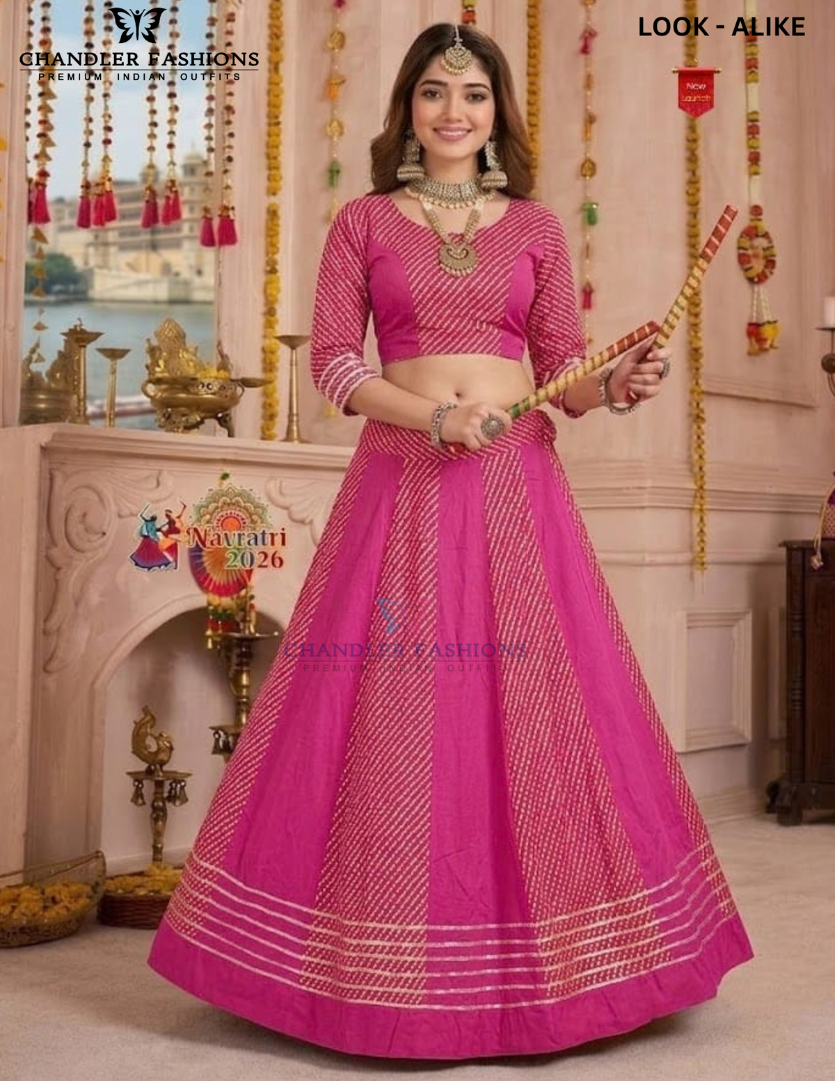 Amazing Pink Color Rayon With Print And Gotta Patti Work Chaniya Choli For Women