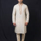 Stunning White Color Soft Silk With Embroidery Work Kurta Suits For Men