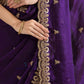 Purple Color Sequins And Embroidery Work Saree In Surprise