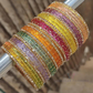 Wonderful MultiColor With Stone Work Raindrop Glass Bangles For Women