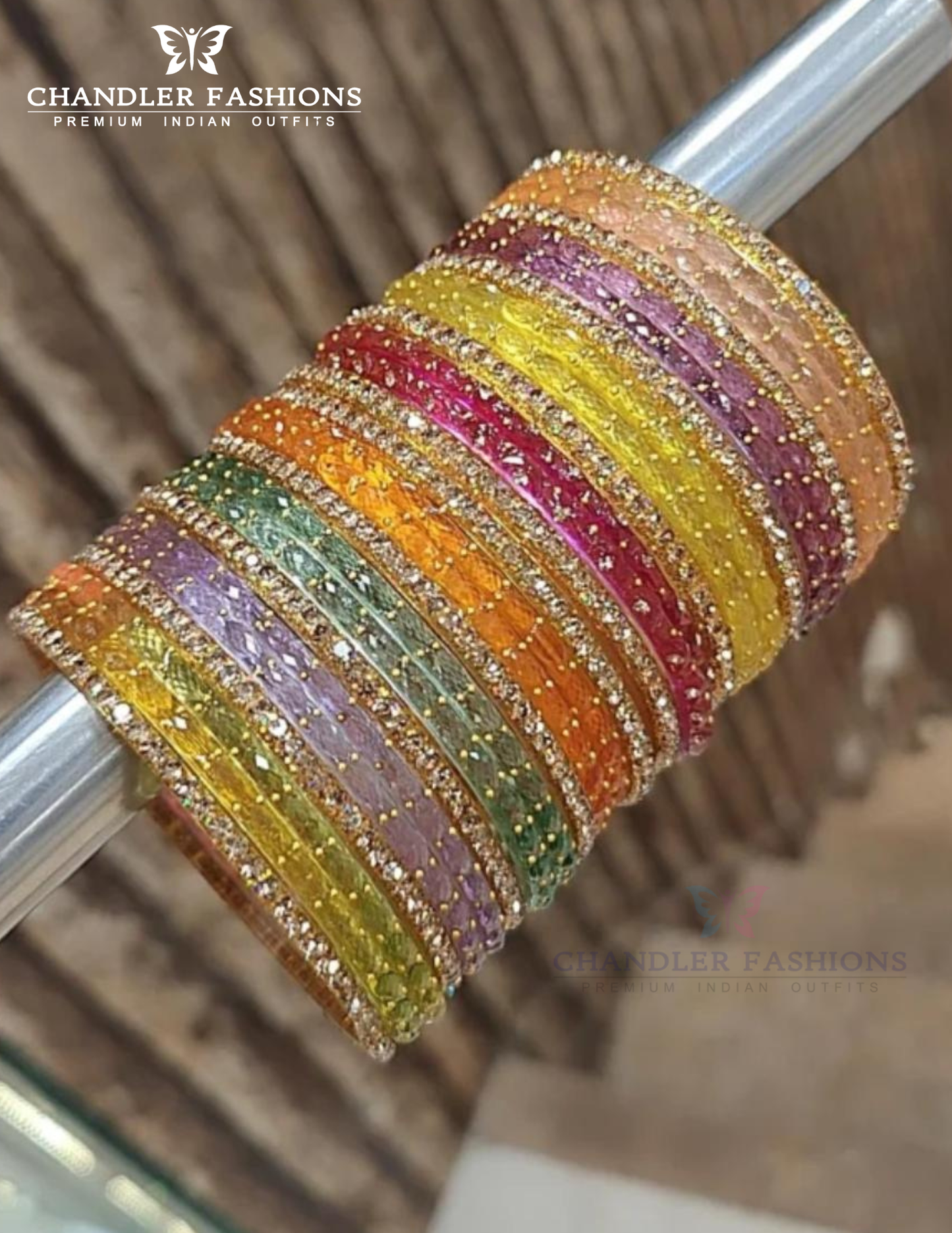 Wonderful MultiColor With Stone Work Raindrop Glass Bangles For Women