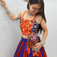 Orange And Blue Color With Gamthi Work Chaniya Choli In Tempe