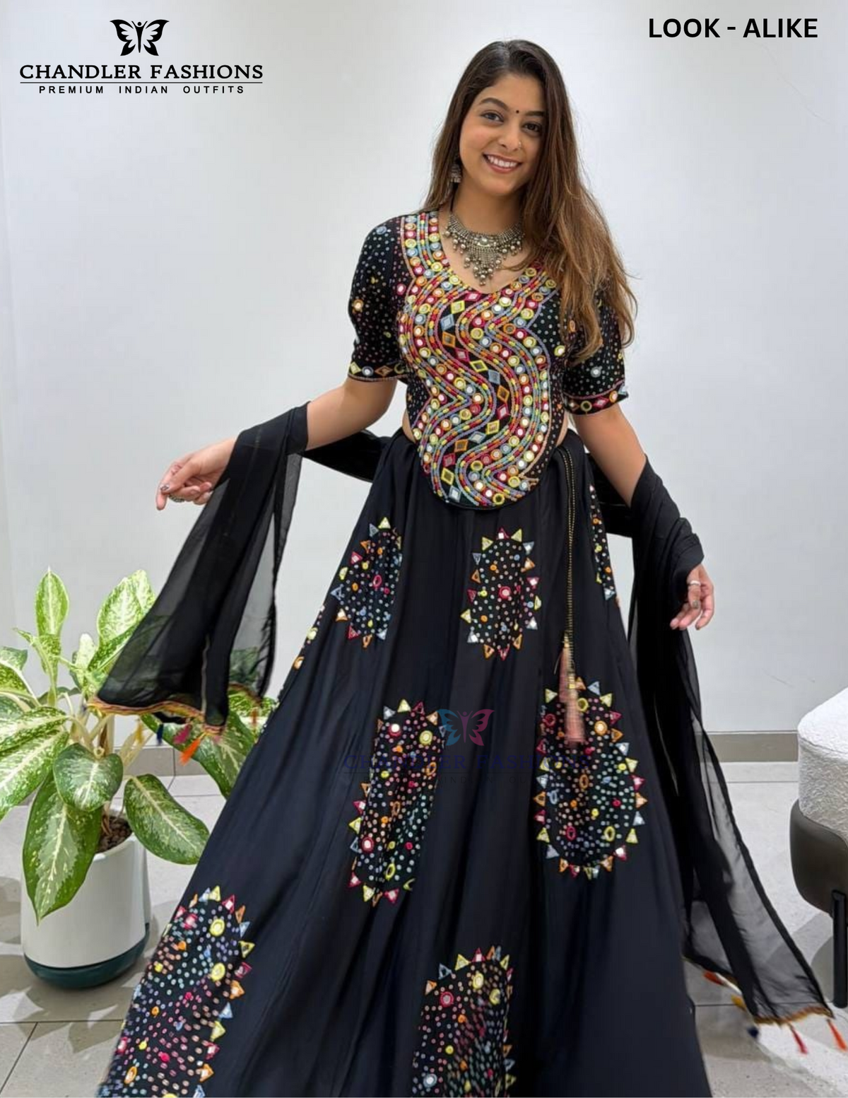 Black Color Rayon With Mirror Embroidry Work Chaniya Choli In USA