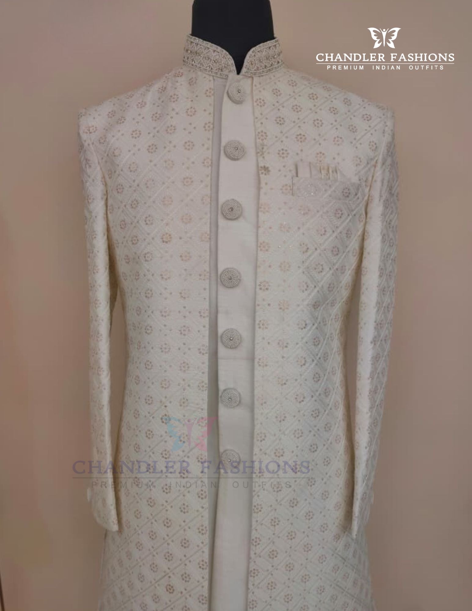 Alluring White Color Sequins Work Sherwani Suits For Men - PREMIUM QUALITY