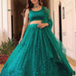 Teal Blue Color Soft Net With Embroidery Work Lehenga In Sedona