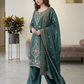 Teal Green Color Silk With Embroidery And Beads Work In USA