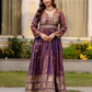 Purple Color Fendy Satin Long Gown With Dupatta In Mesa