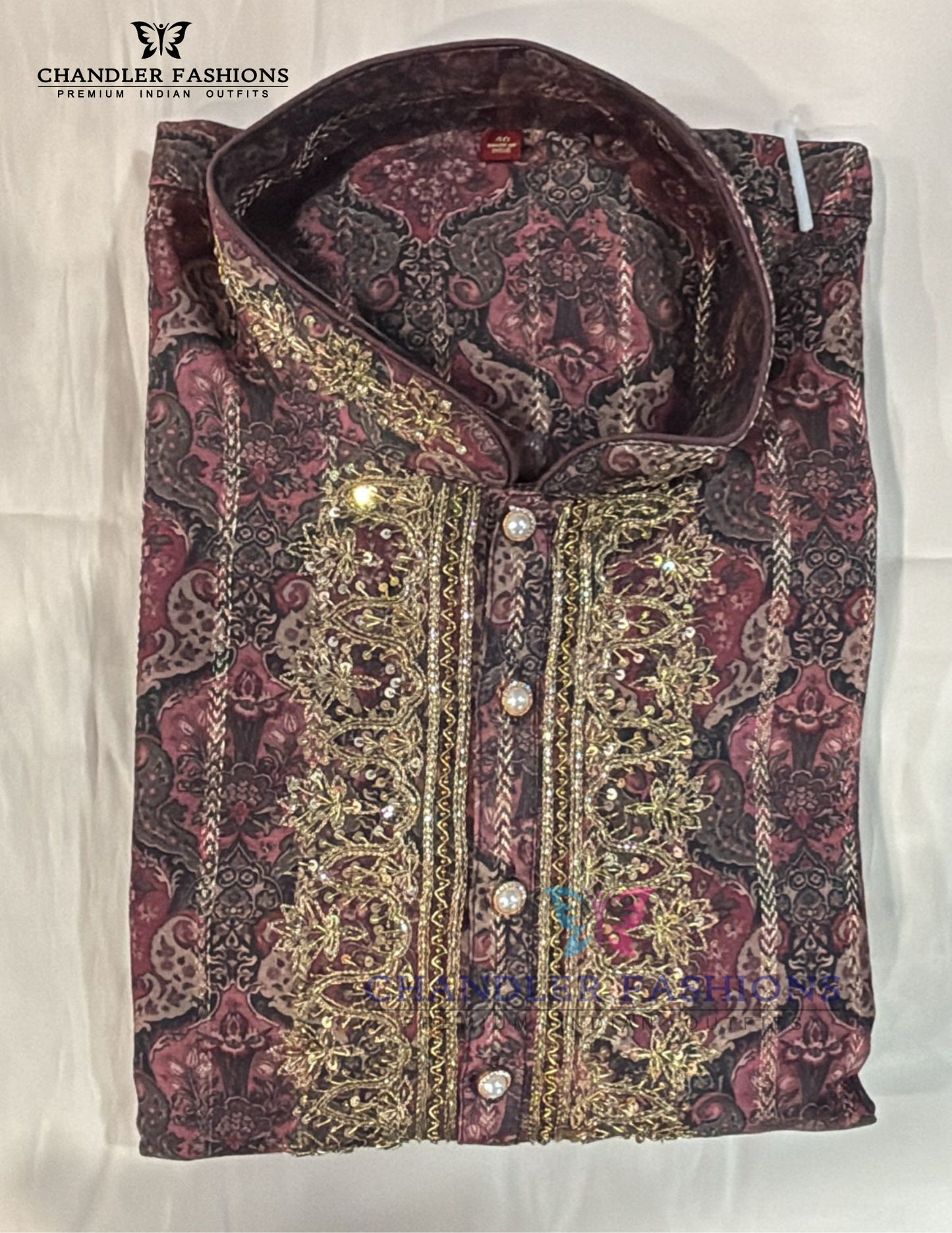 Beautiful Maroon Color Brocade Embroidery Work Kurta Pajama Set For Men