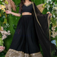 Black Color Georgette And Embroidery Work Lehenga Choli With Dupatta Near Me
