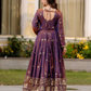 Purple Color Fendy Satin With Embroidery Work Dual Tone Long Gown In USA
