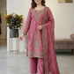Pink Color With Silk With Embroidery Work In USA