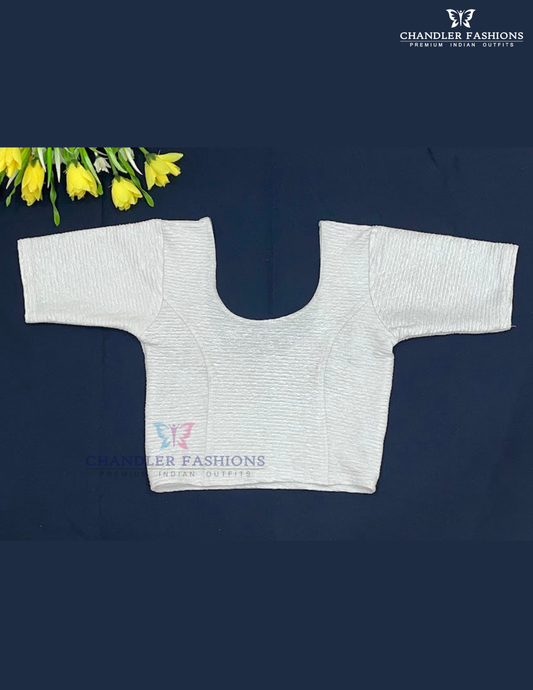 Terrific Silver Color Stretchable Readymade Blouse For Women
