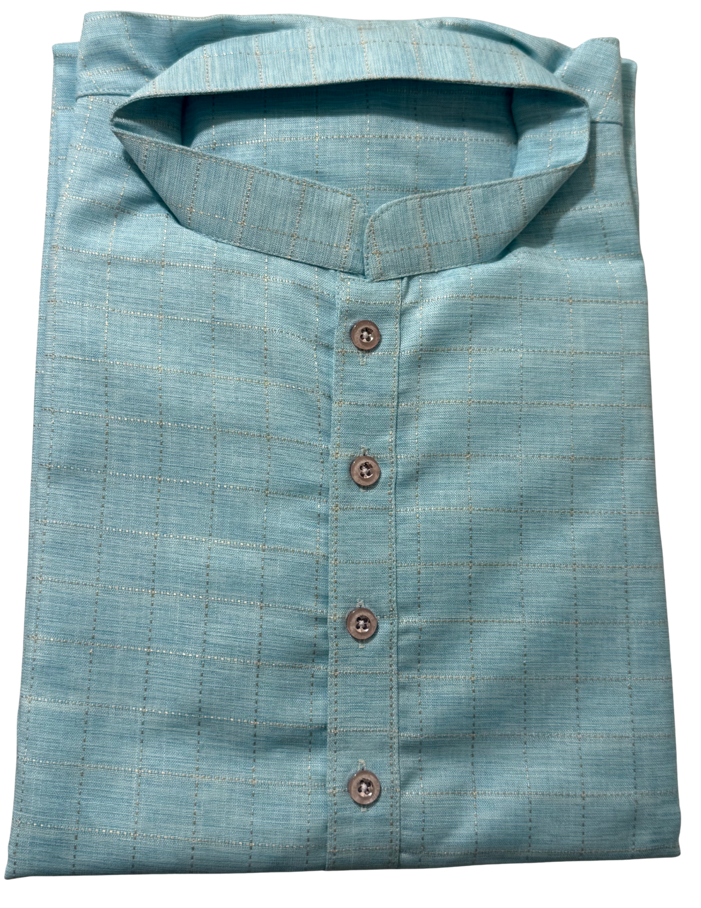 Sea Blue Color Cotton Men's Kurta With Pajama Pant Near Me
