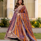 Stunning Purple Color Fendy Satin With Embroidery Work Dual Tone Long Gown With Dupatta