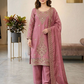 Amazing Pink Color Silk With Embroidery And Beads Work For Women