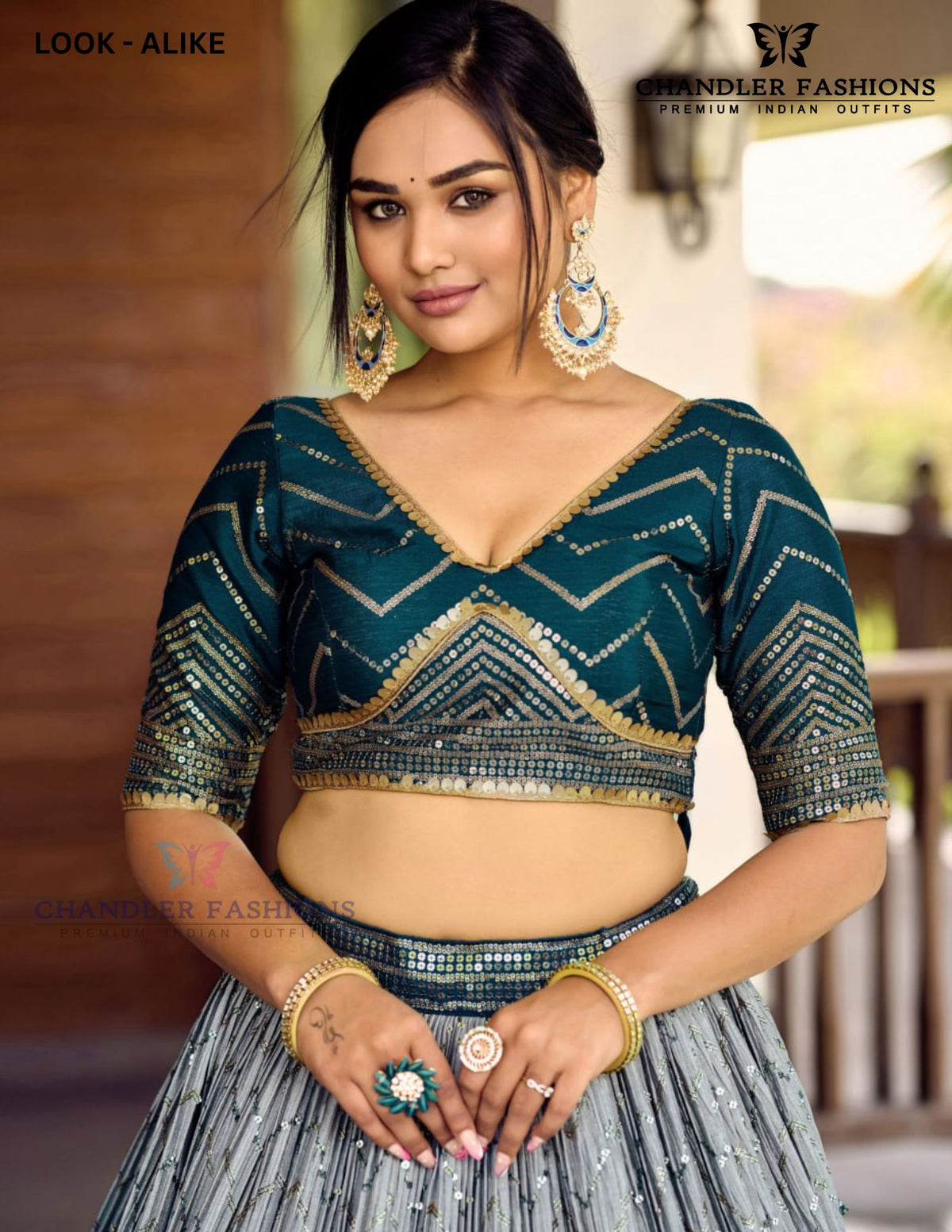 Blue Color Silk With Sequins Work Lehenga In Yuma