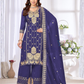 Captivating Violet Color Chinon With Embroidery And Sequins Work Palazzo Suits With Dupatta