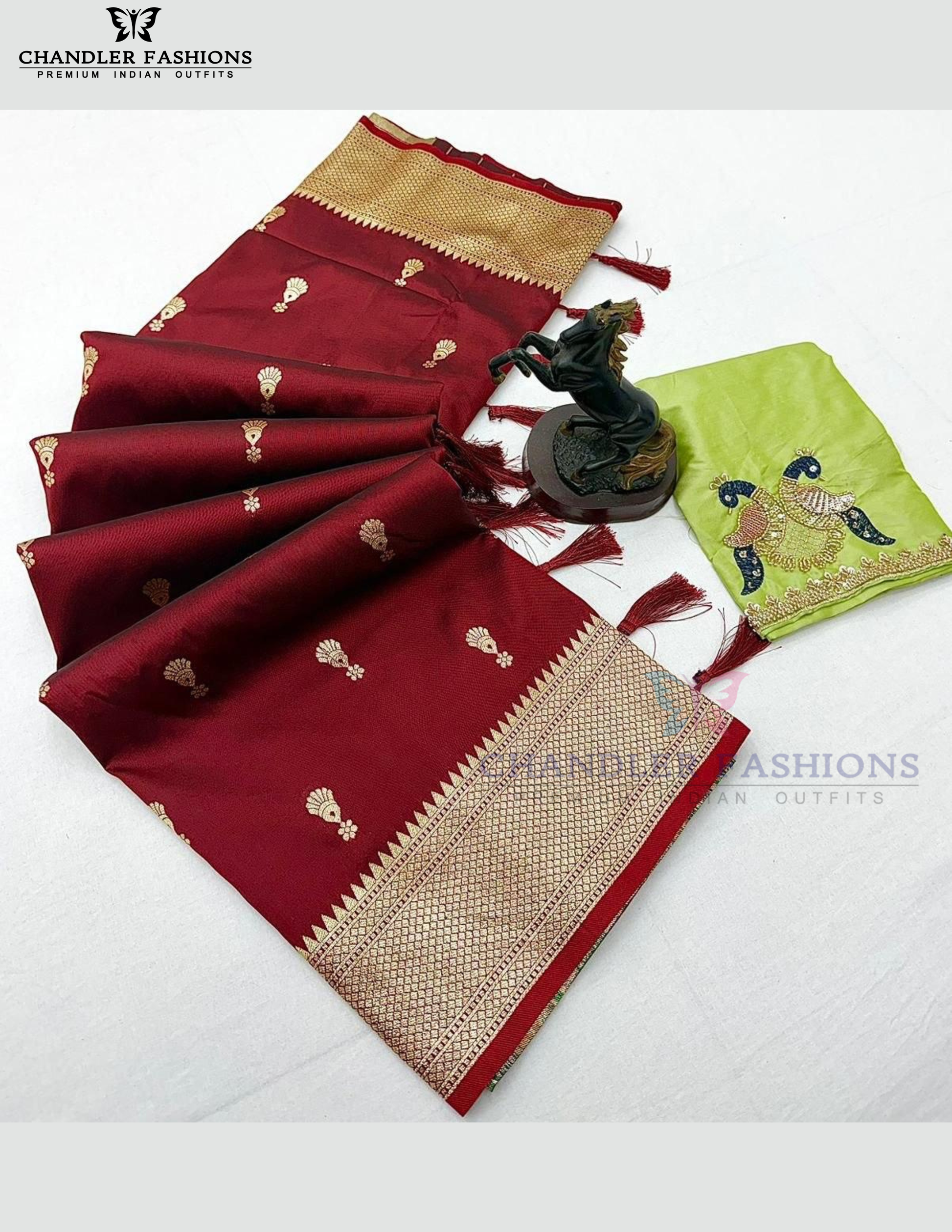 Elegant Maroon Color Paithani Silk With Jhumka Motifs And Zari Border Work Saree