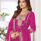 Rani Pink Color Chinon With Embroidery Work Palazzo Suits Near Me