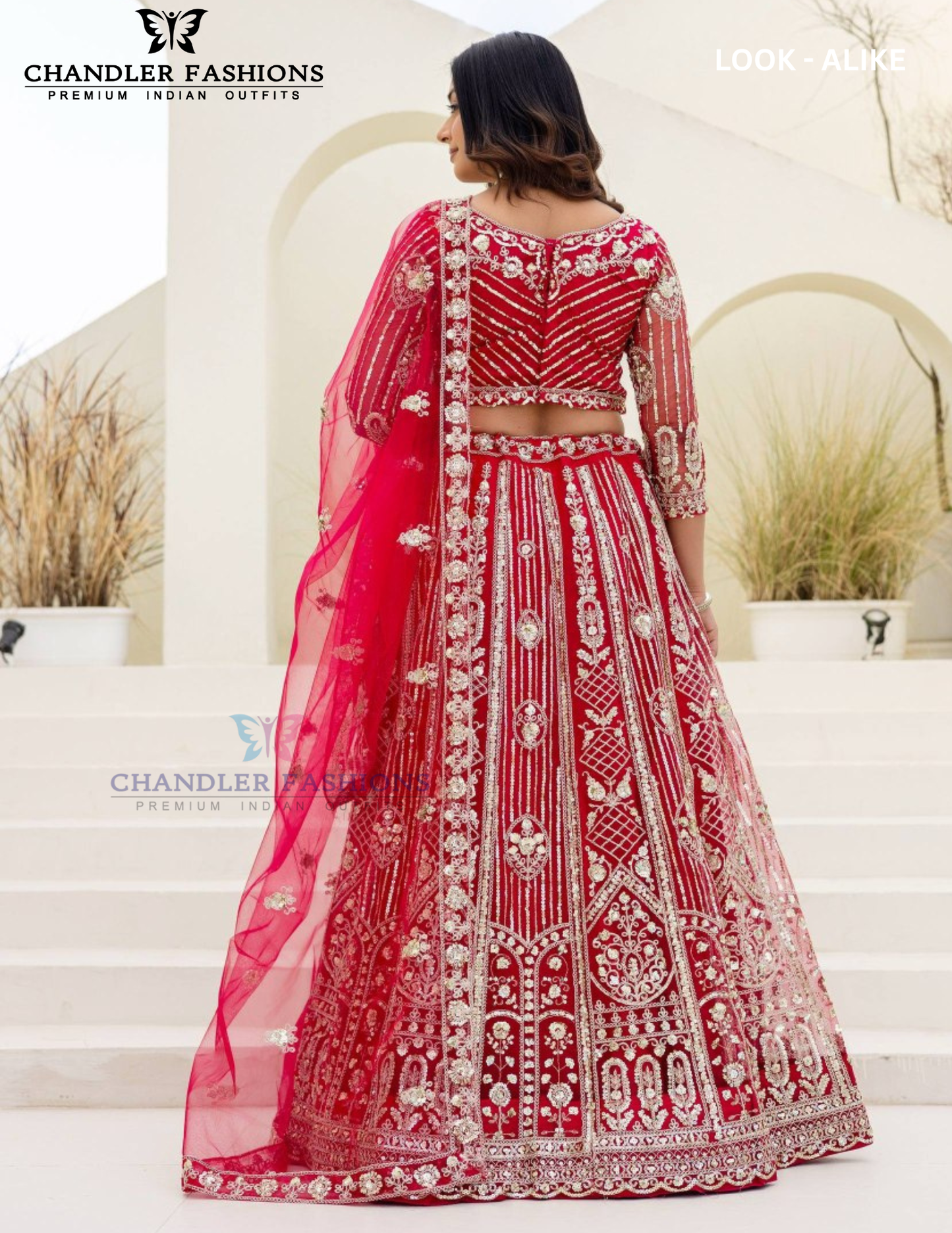 Red Color Net Embellished Embroidered Lehenga Choli With Dupatta Set In USA