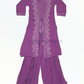 Wonderful Wine Color Georgette Palazzo Suits With Embroidery Stones And Sequins Work For Girls