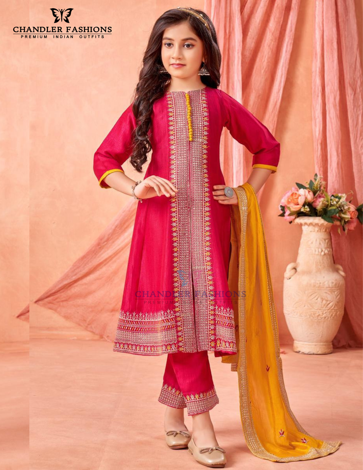 Fabulous Pink Color Silk With Embroidery And Sequins Work Kurti Suits For Girls