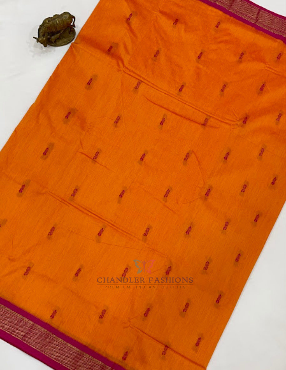 Orange And Pink Color Nine Yard With Cotton And Zari Work Saree In USA