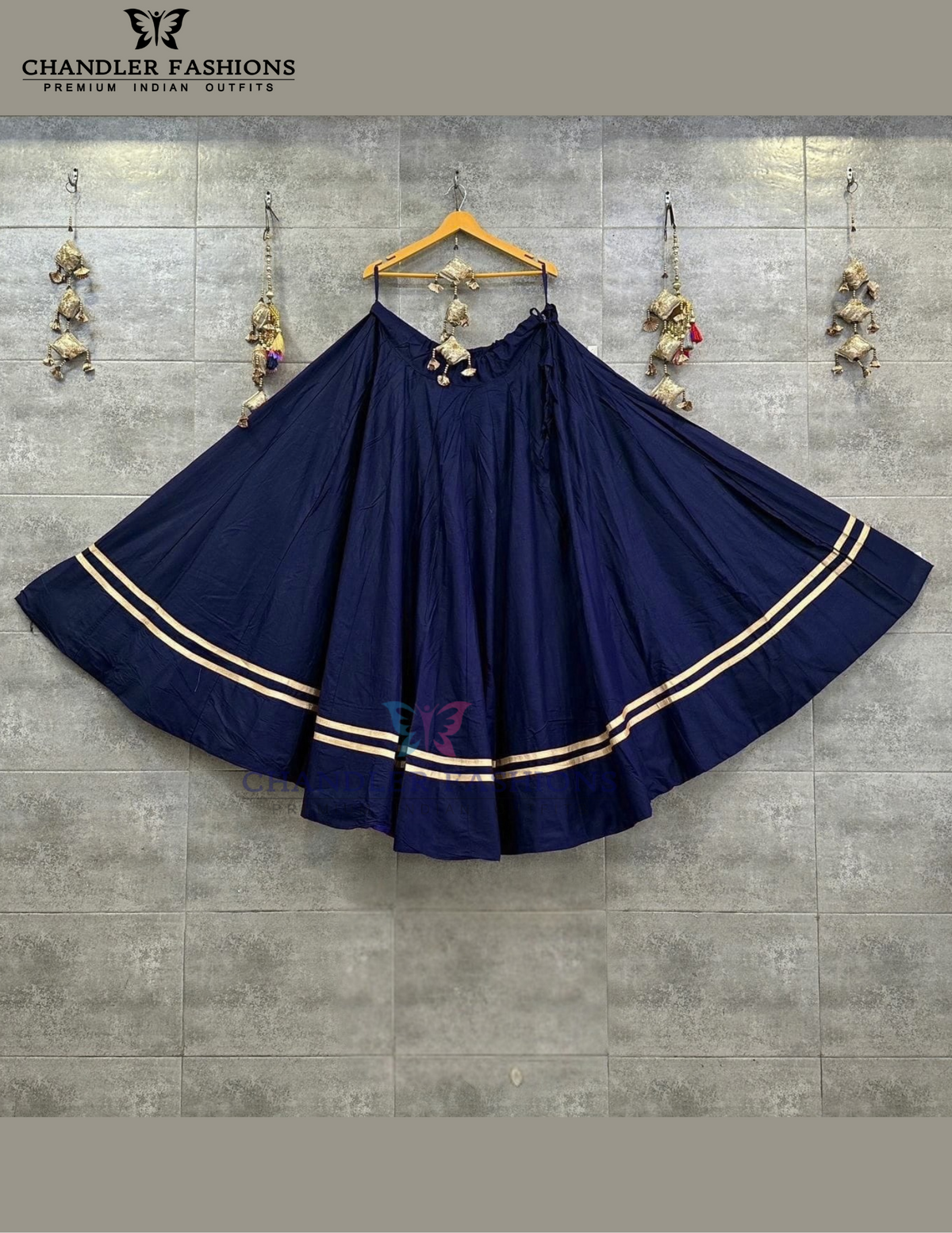 Wondlerful Dark Blue Color Rayon Cotton With Zari Work Skirts For Women