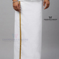 Elegant White Cotton Ready-to-Wear Dhoti with Pocket for Men