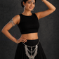 Alluring Red Color Stone Oxidized Waist Belt With Hair Accessory For Women