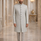 Gorgeous Gray Color Silk With Hand Embroidery Work Sherwani Suits For Men - PREMIUM QUALITY