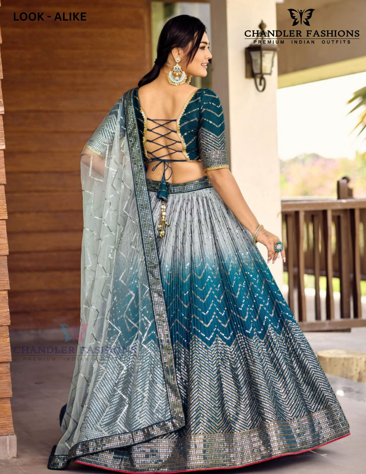 Blue Color With Work Sequins  Lehenga In Casa Grande