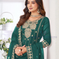 Teal Green Color Chinon With Embroidery Work Palazzo Suits Near Me