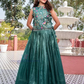 Beautiful Teal Green With Embroidery And Sequins Work Choli Set For Women