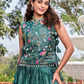 Teal Green With Embroidery Work Lehenga Set In Mesa
