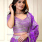 Purple Color Organza With Embroidery And Sequins Work Lehenga Near Me