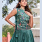 Teal Green Embroidery Work Choli Set In USA