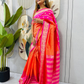 Pink And Orange Color Ready To Wear Saree In Surprise