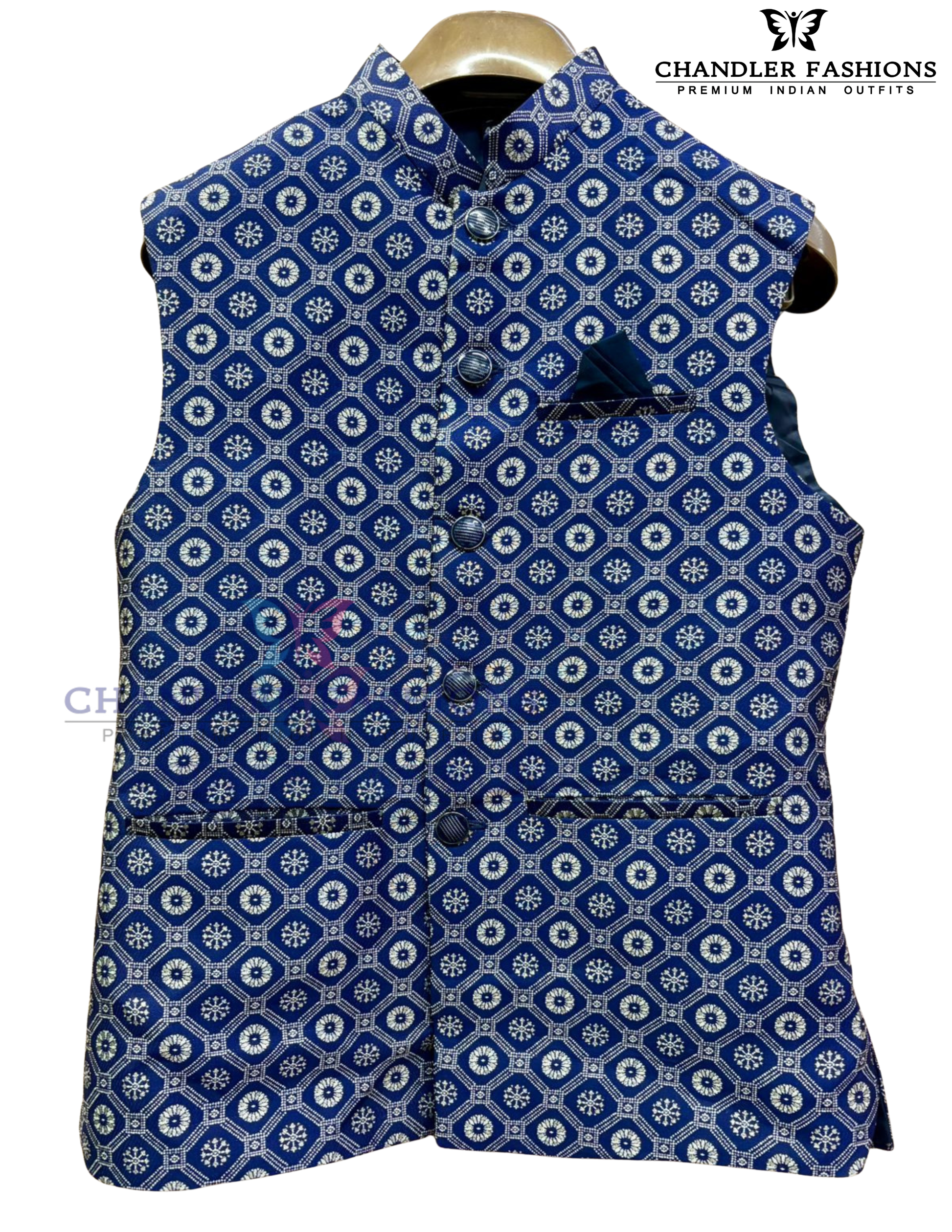 Wonderful Blue Color Cotton With Self Design Men's Jacket