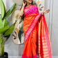 Pink And Orange Color Mysore Silk Ready To Wear Saree In USA