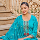 Sea Blue Color Embroidery And Sequins Work Salwar Suits Near Me