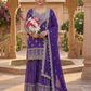 Beautiful Purple Color Chinon Silk With Embroidery And Sequins Work Sharara Suit For Women