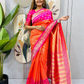 Awesome Pink And Orange Color Mysore Silk Ready To Wear Saree